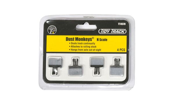 Woodland Scenics - WTT4570 - N - Dust Monkeys™ Gleisreiniger zum Einhängen an Achsen (4 Stück)